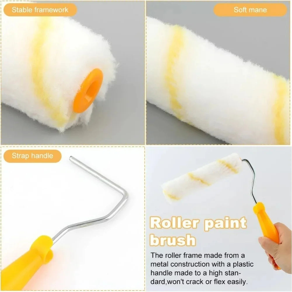 11pcs Mini Paint Roller Kits Portable Microfiber Roller Nap with Plastic Handle Home Wall DIY Painting Professional Repair Tools