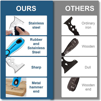 KEZERS Drywall Hand Tool Kit, 5/7 Pieces 3" 4" 5" 6" 8" 10" 12" Stainless Steel Drywall Knife with Metal Hammer End
