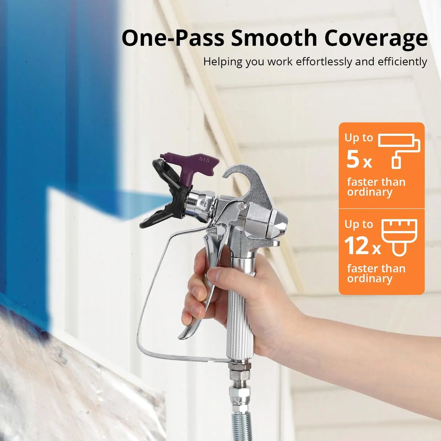 Stand Airless HVLP Paint Sprayer, High Efficiency, for Home Exterior & Interior DIY Painting Projects, with Extension Rod