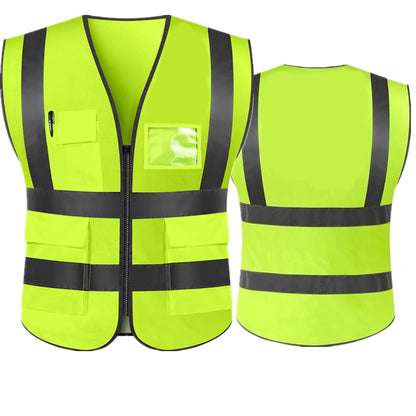 Hi Visibility Reflective Safety Vest With Reflective Strips and 5 Pockets Construction Work Uniform Vest ANSI Class 2 Standard