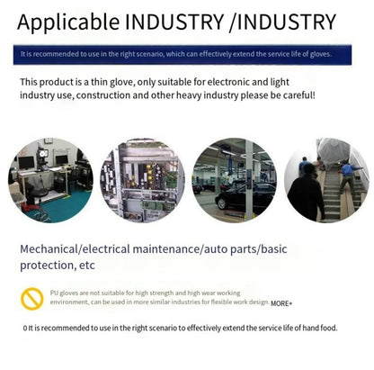 10 Pairs PU Coated Work Gloves - Lightweight, Durable Safety Gloves EN 388/ISO20471 Certified, Sizes S/M/L/XL