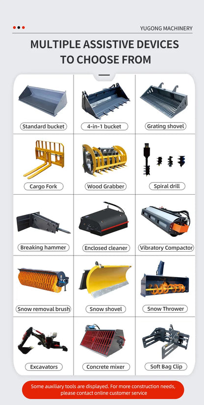 Diesel Engine Skid Steer Loader Compact Track Loader Equipped with 4 in 1 Bucket for Farm Construction