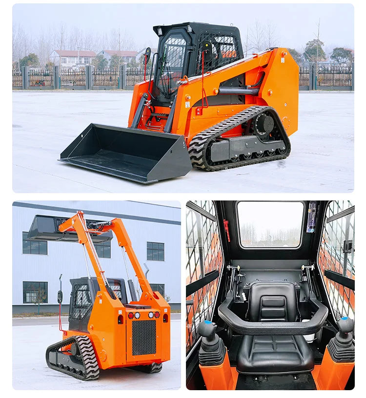 Diesel Engine Skid Steer Loader Compact Track Loader Equipped with 4 in 1 Bucket for Farm Construction