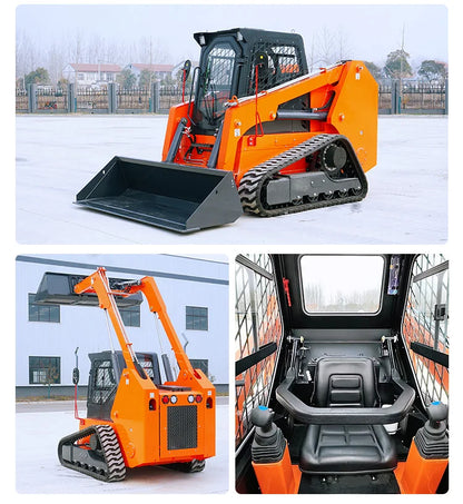Diesel Engine Skid Steer Loader Compact Track Loader Equipped with 4 in 1 Bucket for Farm Construction