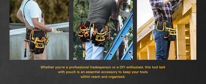 XMSJ Men's magnetic tool belt, 26-pocket heavy-duty tool bag, magnetic gun holster nail detachable and adjustable waist bracket