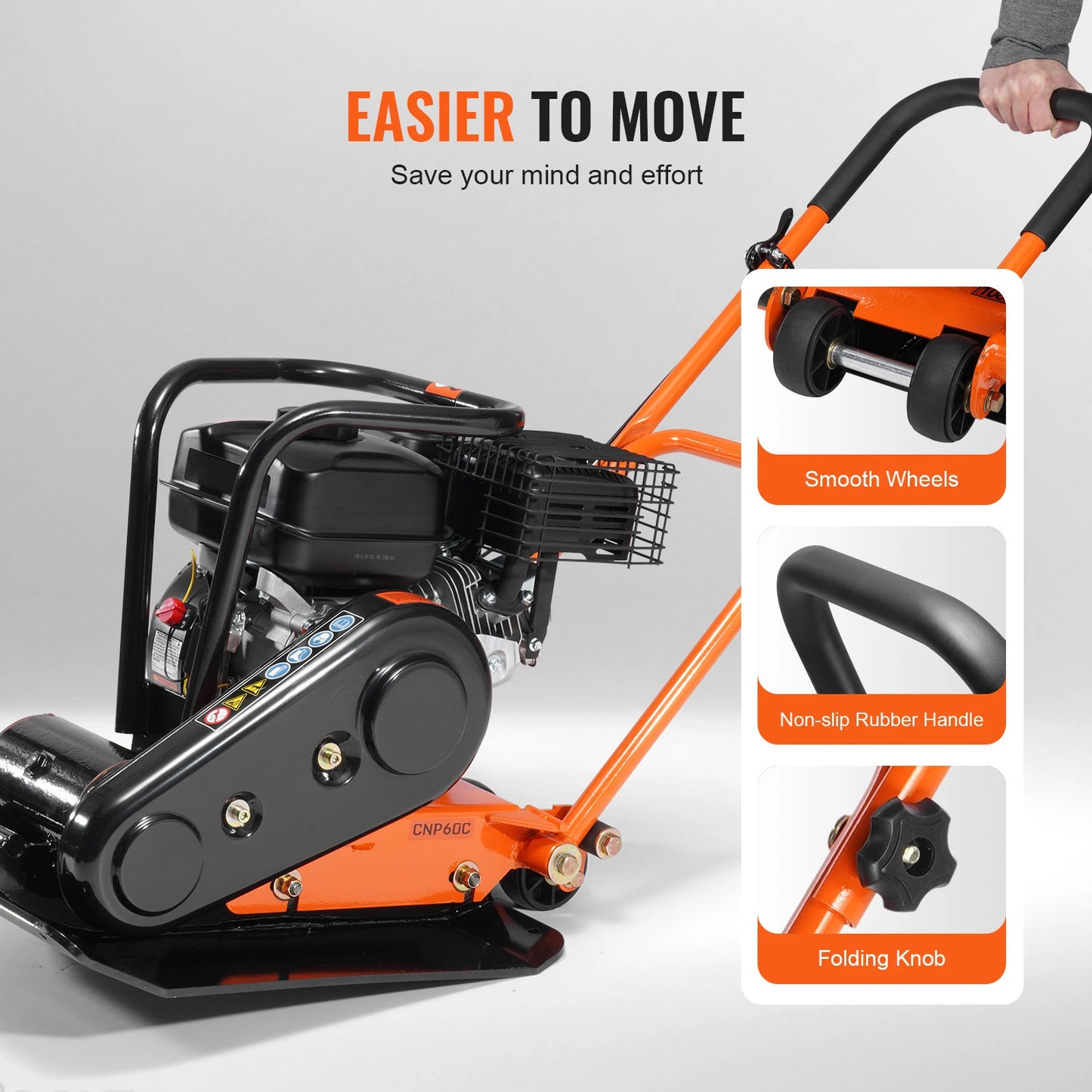 SucceBuy Gasoline Plate Compactor 6.5 HP Force Vibratory Compaction Tamper For Walkways, Patios, Asphalts Paver Landscaping