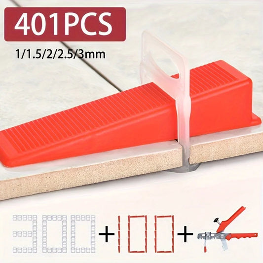 300Pcs Clips and 100 Pcs Plastic Tile Leveling System with 1 Pliers Tool (Accessories Are Also Sold Separately) - Reusable Wedges, Professional Spacing and Alignment Kit, Used for Ceramic Floor and Wall Tile Installati