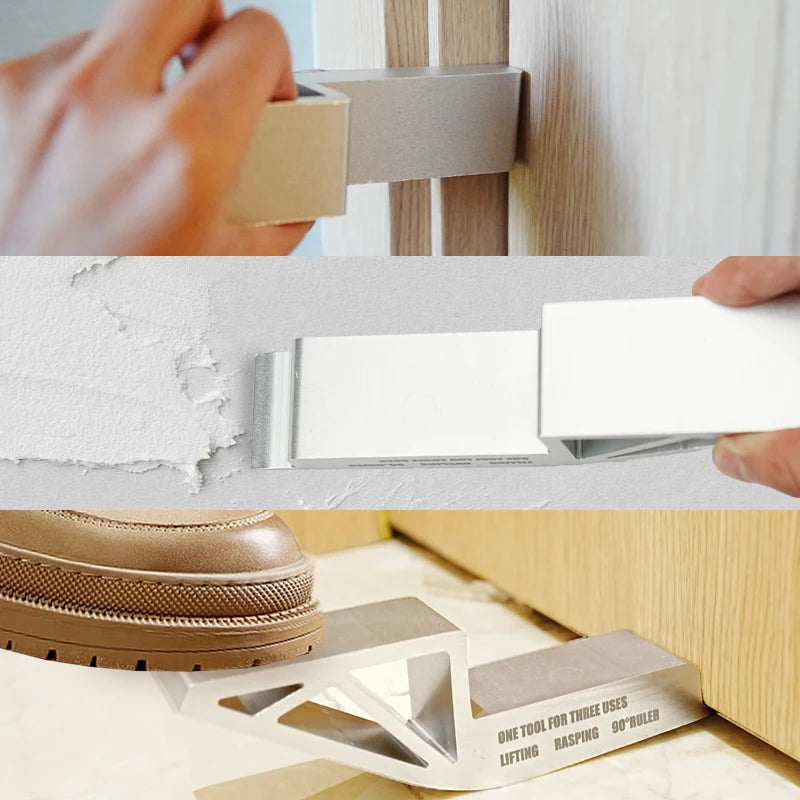 3 in 1 Aluminum Alloy Door Lifter Multi-functional Lifter Prying Tool Rasp Drywall Plaster Sheet Lift Equipment Household Tools