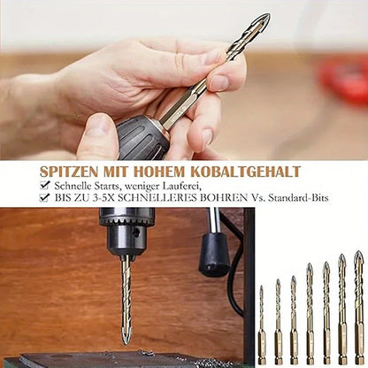 12/7/4pcs Hexagonal Shank Tile Drill Set Glass Drill Masonry Drill Bit Set 3-12mm Drill Ceramic Drill Tile Drilling Tools Set