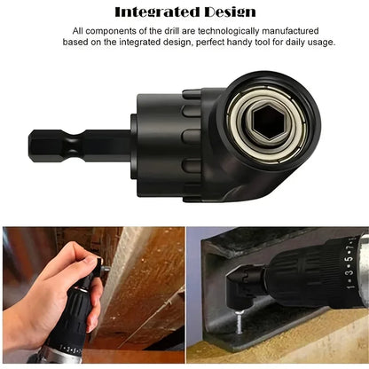 6Pcs Right Angle Drill Attachment Set - 3x360° Rotatable Impact Socket Adapters + 2 Hex Shank 105° Angle Drill Accessories