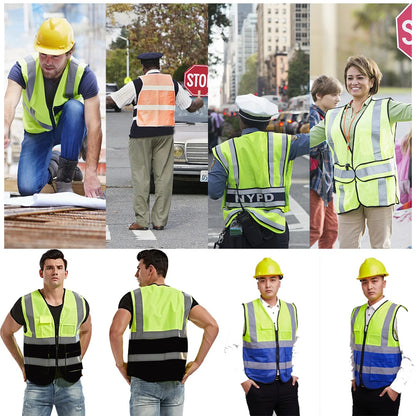 Hi Visibility Reflective Safety Vest With Reflective Strips and 5 Pockets Construction Work Uniform Vest ANSI Class 2 Standard