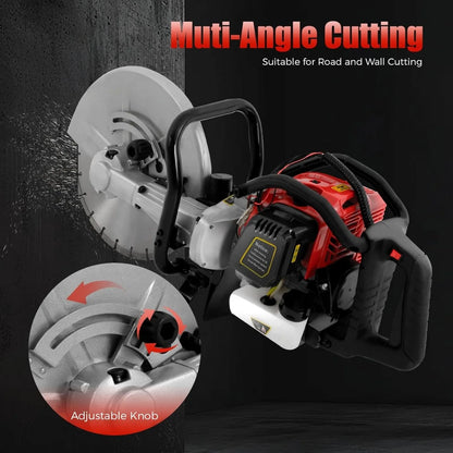 Gas Concrete Cut off Saw 2 Stroke 52 CC Cement Masonry Wet Dry Saw Cutter+Blade Power Cutter 1400W