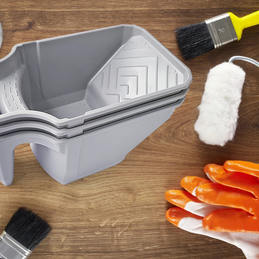 3-piece value pack 4" hand-held paint cup with paint brush card slot and roller brush bevel design, roller brush easy to match