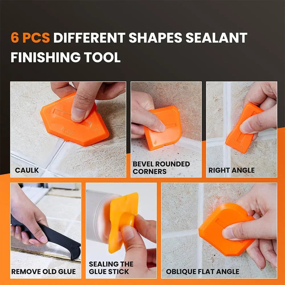 Silicone Caulking Tool Kit Spatula Scraper Joint Sealant Spreader for Tile Window Grout Edge Removal Kitchen Construction Tools