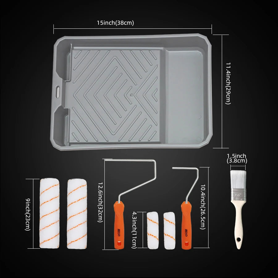 9 inch complete roller set with tray - DIY home wall painting tool set