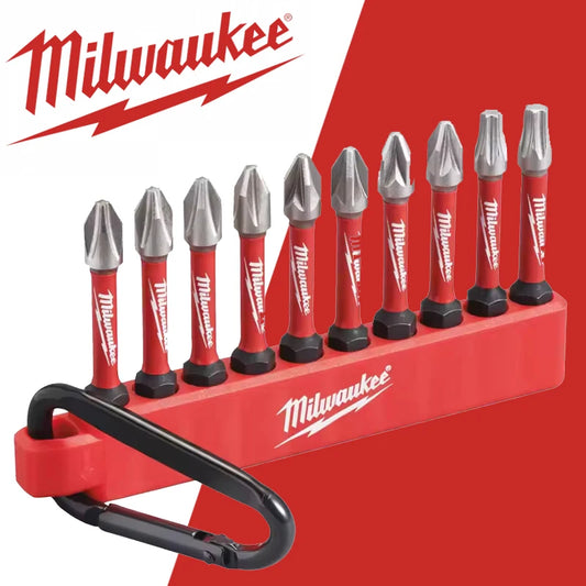 Milwaukee 4932492939 SHOCKWAVE Impact Duty HSS Screwdriver Carabiner Bit Set 10Pcs Portable Power Tool Accessories