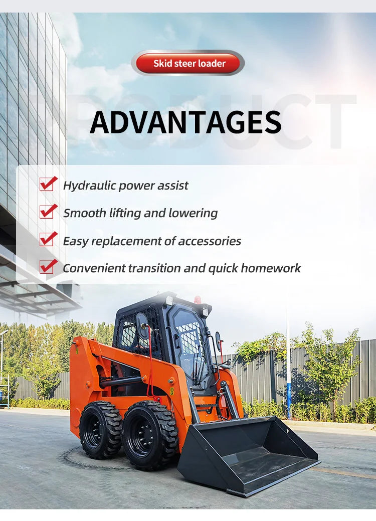Diesel Engine Skid Steer Loader Compact Track Loader Equipped with 4 in 1 Bucket for Farm Construction