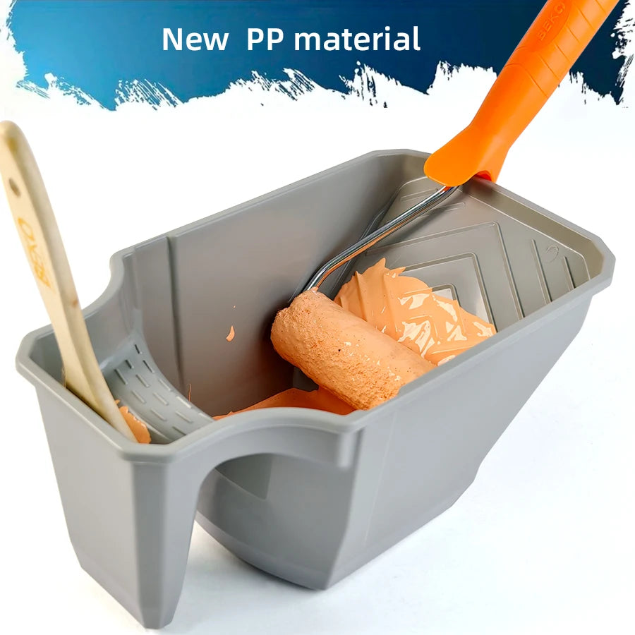 3-piece value pack 4" hand-held paint cup with paint brush card slot and roller brush bevel design, roller brush easy to match