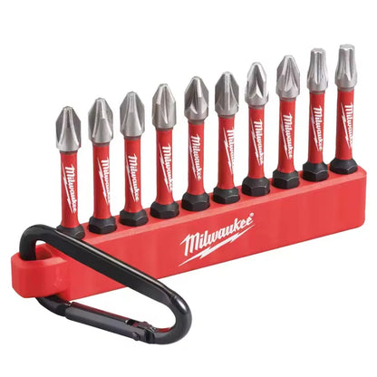 Milwaukee 4932492939 SHOCKWAVE Impact Duty HSS Screwdriver Carabiner Bit Set 10Pcs Portable Power Tool Accessories