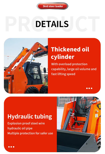 Diesel Engine Skid Steer Loader Compact Track Loader Equipped with 4 in 1 Bucket for Farm Construction