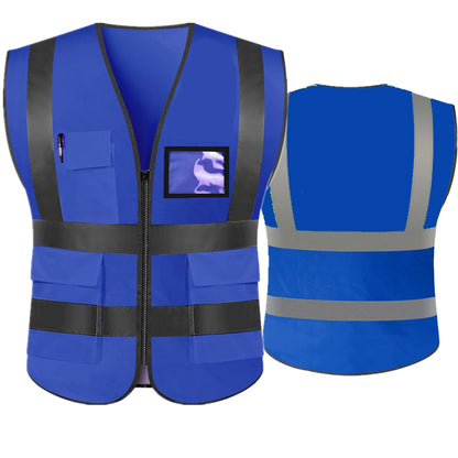 Hi Visibility Reflective Safety Vest With Reflective Strips and 5 Pockets Construction Work Uniform Vest ANSI Class 2 Standard