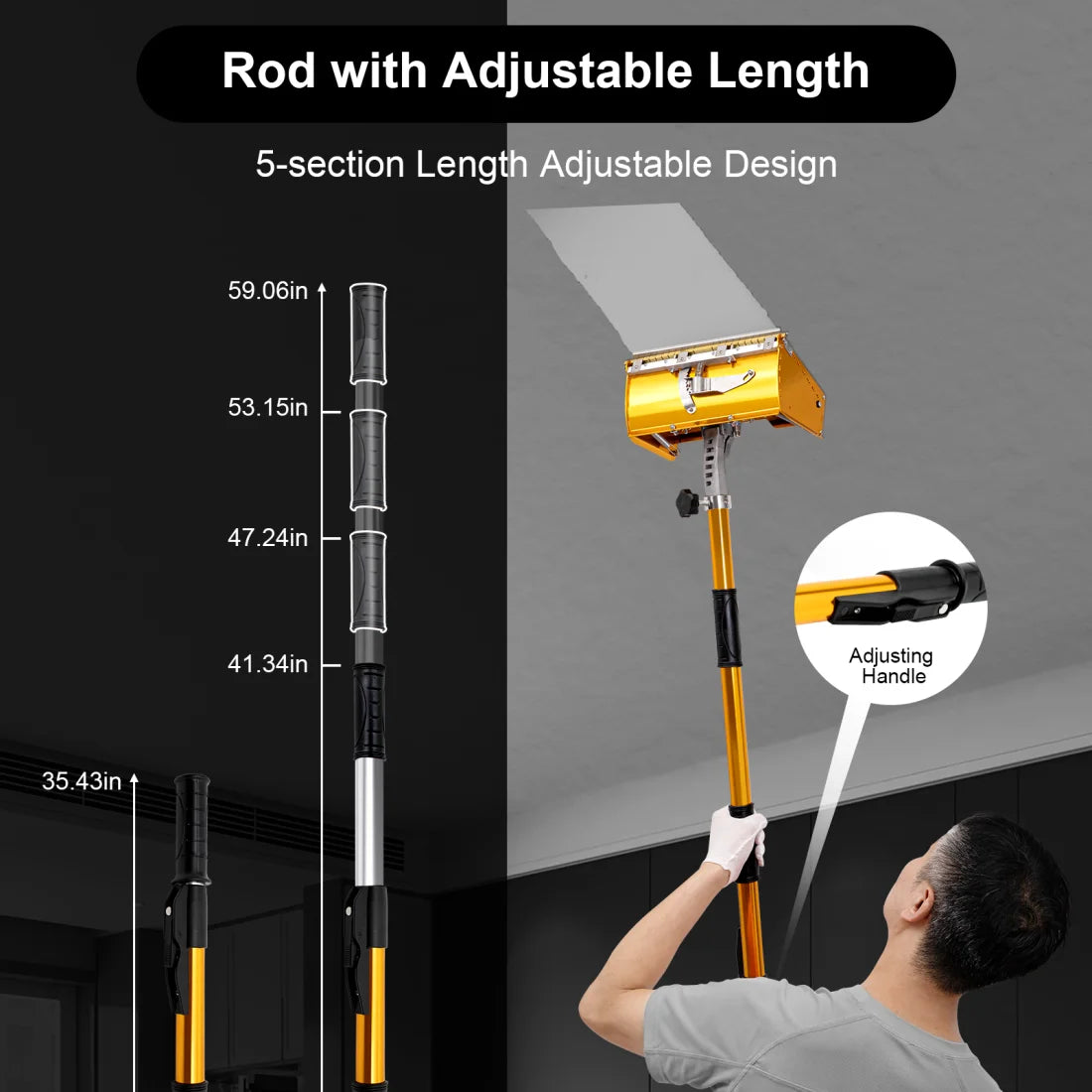 Drywall Flat Finishing Box Tool Retractable Rod Double-spring Design for Wall/Ceiling Scraping Putty