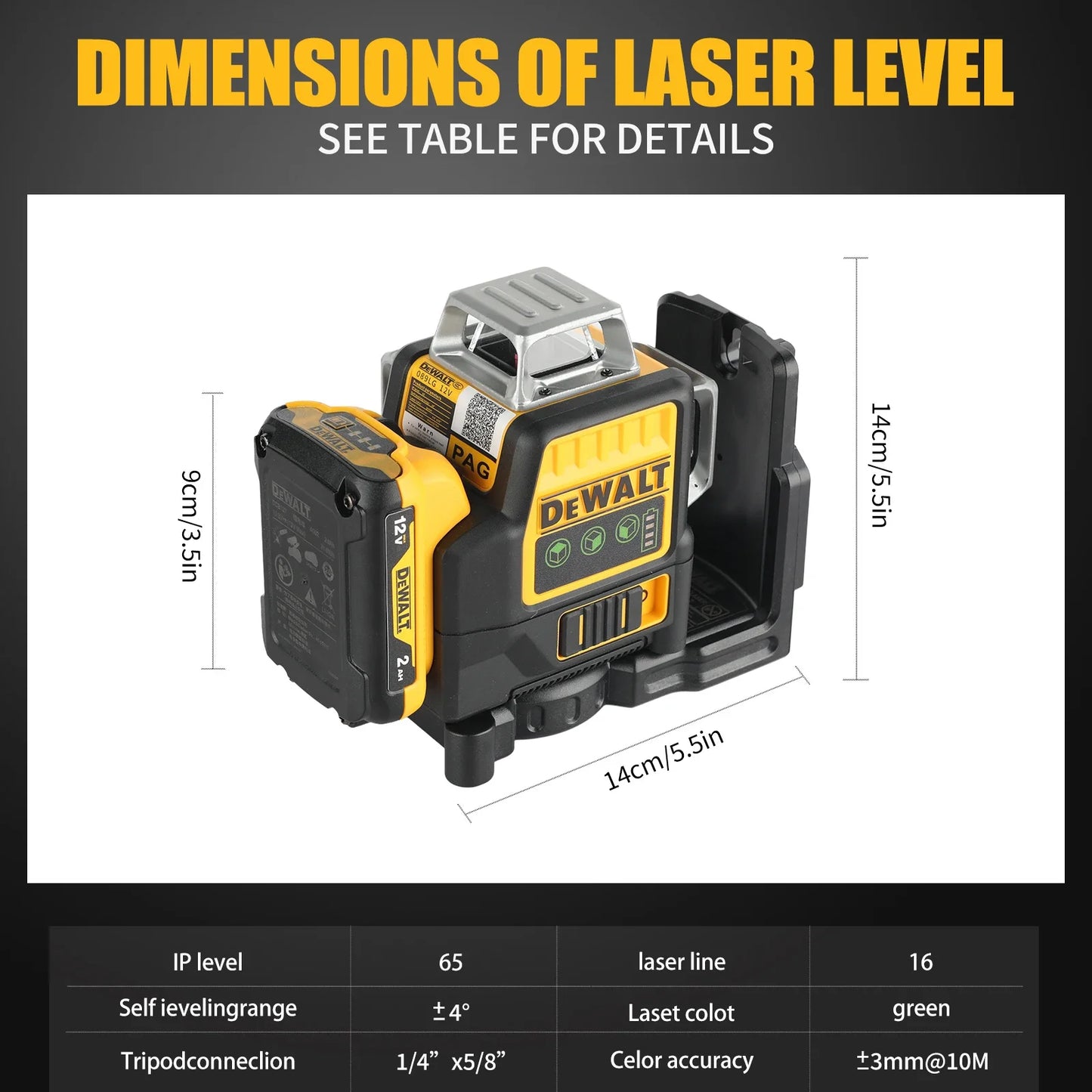 2025 DEWALT DW089LG 360 ° rotating 12 line green laser level outdoor construction marking tool
