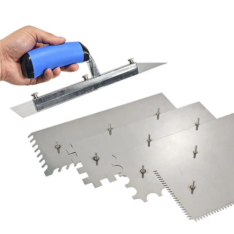 M12K-Stainless Steel Masonry Tool Serrated Plastering Knife 11Pcs Concrete Finishing Trowel Drywall Tools