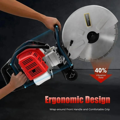 Gas Concrete Cut off Saw 2 Stroke 52 CC Cement Masonry Wet Dry Saw Cutter+Blade Power Cutter 1400W