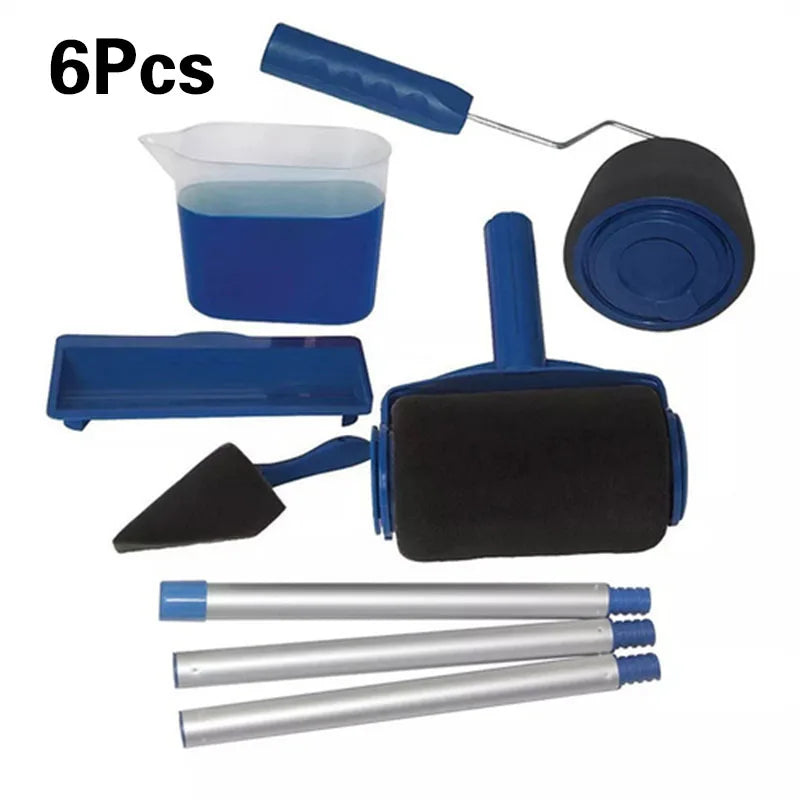 1pc/6Pcs Paint Roller Multifunctional Household Roller Brush Set One Wall A Time Portable Latex Paint Roller Brush Painting Set