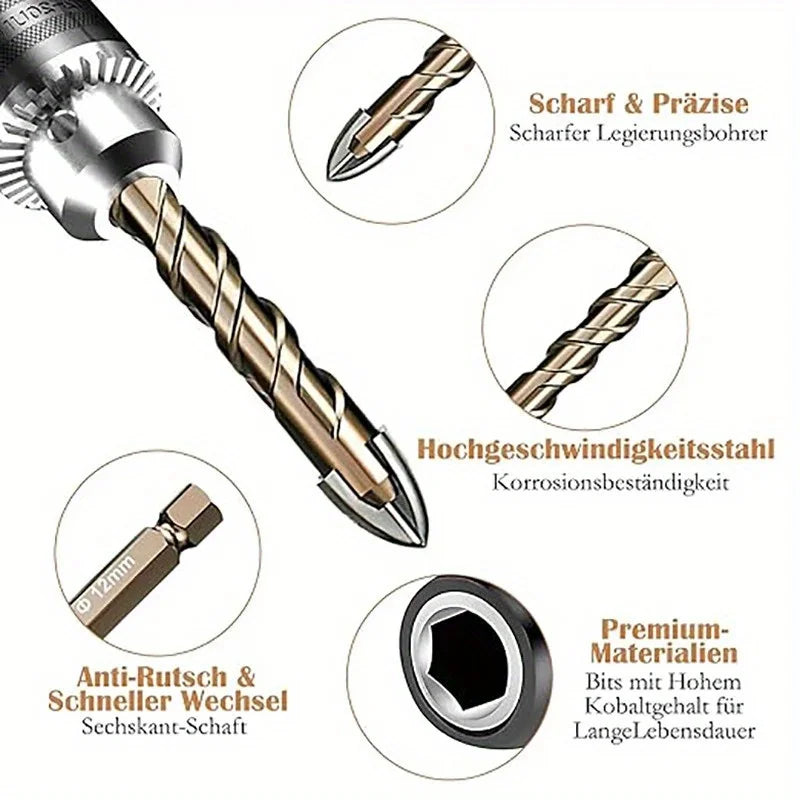 12/7/4pcs Hexagonal Shank Tile Drill Set Glass Drill Masonry Drill Bit Set 3-12mm Drill Ceramic Drill Tile Drilling Tools Set