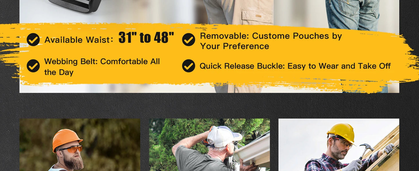 XMSJ Men's magnetic tool belt, 26-pocket heavy-duty tool bag, magnetic gun holster nail detachable and adjustable waist bracket