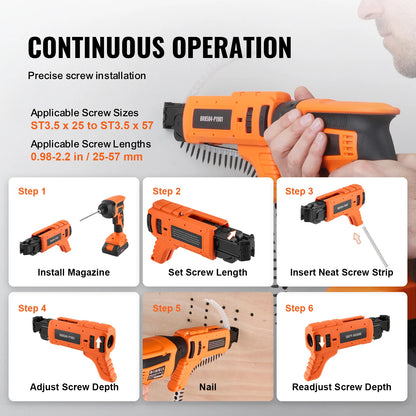SucceBuy Drywall Screw Gun 20V Max Drywall Screwgun 4200RPM Brushles Cordless Drywall Kit Reverse Adjustable Built-in LED Light