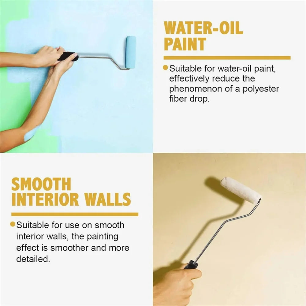 11pcs Mini Paint Roller Kits Portable Microfiber Roller Nap with Plastic Handle Home Wall DIY Painting Professional Repair Tools