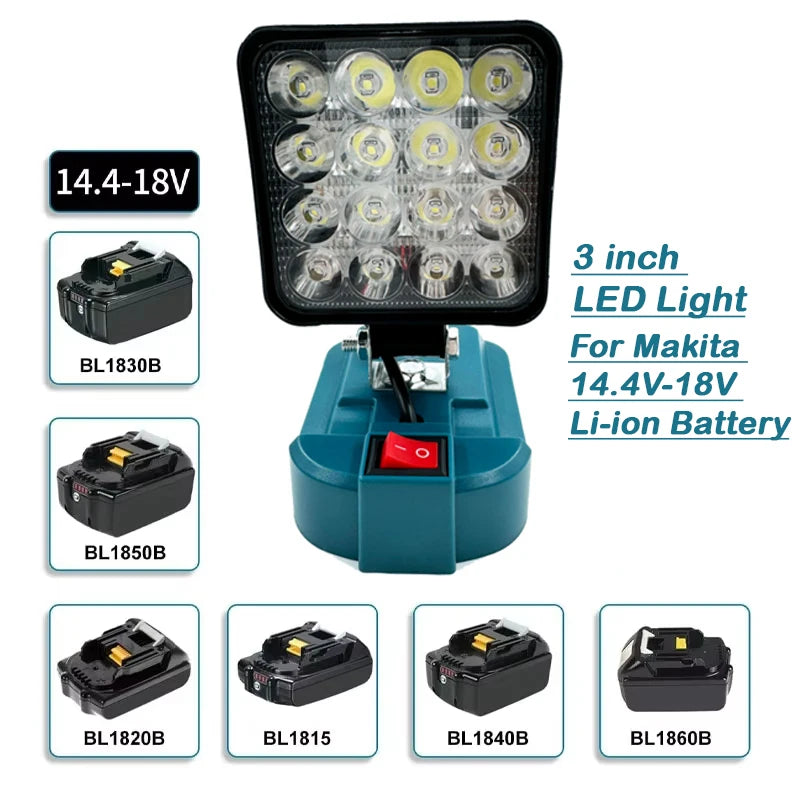 For Makita 14.4V-18V Li-ion Battery Lantern Outdoor Flashlight 3 inch Cordless LED Work Light Camping Lamp Emergency Lighting