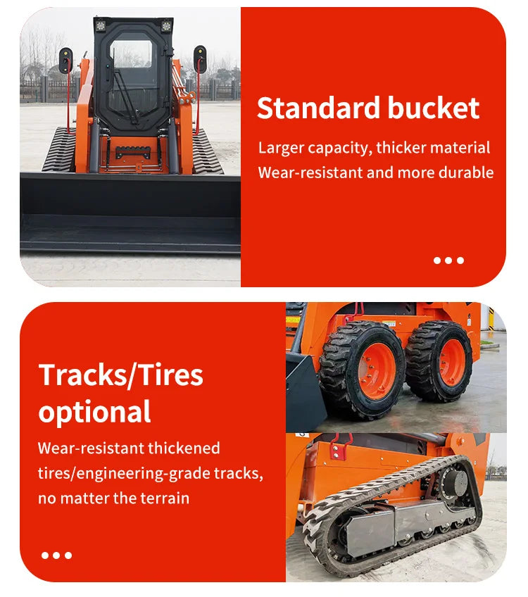 Diesel Engine Skid Steer Loader Compact Track Loader Equipped with 4 in 1 Bucket for Farm Construction