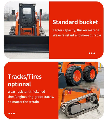 Diesel Engine Skid Steer Loader Compact Track Loader Equipped with 4 in 1 Bucket for Farm Construction