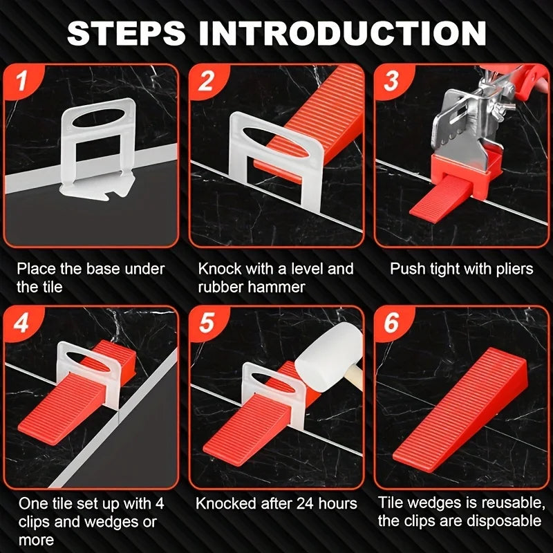 300Pcs Clips and 100 Pcs Plastic Tile Leveling System with 1 Pliers Tool (Accessories Are Also Sold Separately) - Reusable Wedges, Professional Spacing and Alignment Kit, Used for Ceramic Floor and Wall Tile Installati