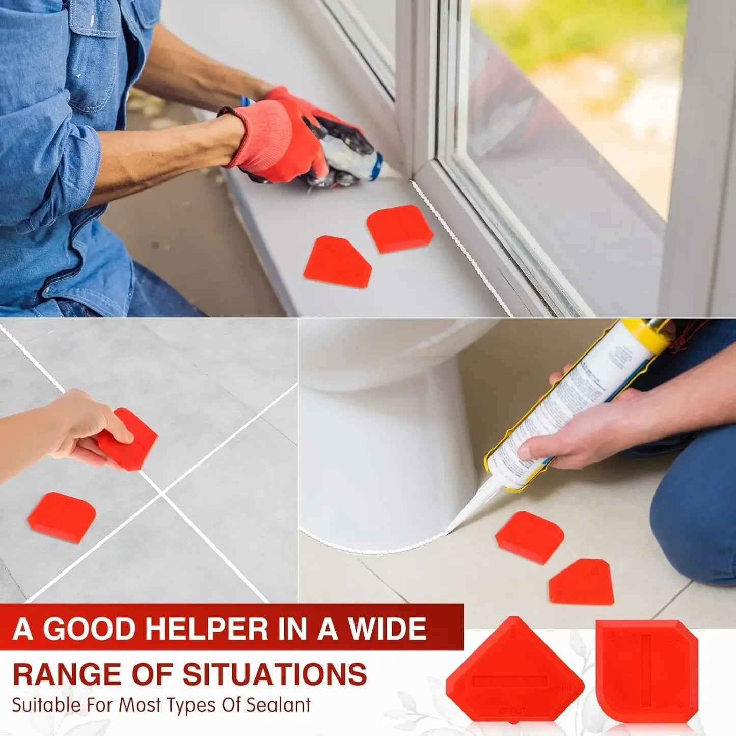 Silicone Caulking Tool Kit Spatula Scraper Joint Sealant Spreader for Tile Window Grout Edge Removal Kitchen Construction Tools