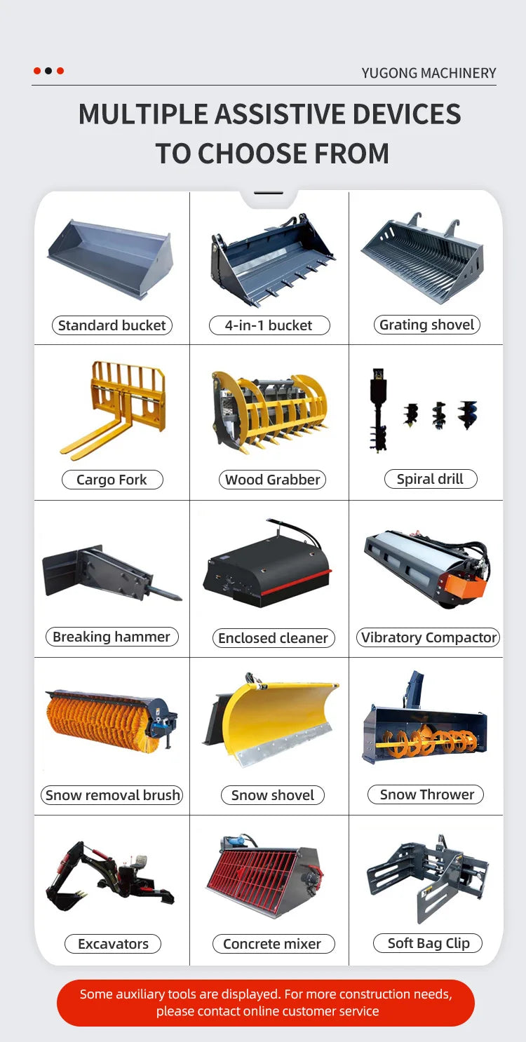 Diesel Engine Skid Steer Loader Compact Track Loader Equipped with 4 in 1 Bucket for Farm Construction