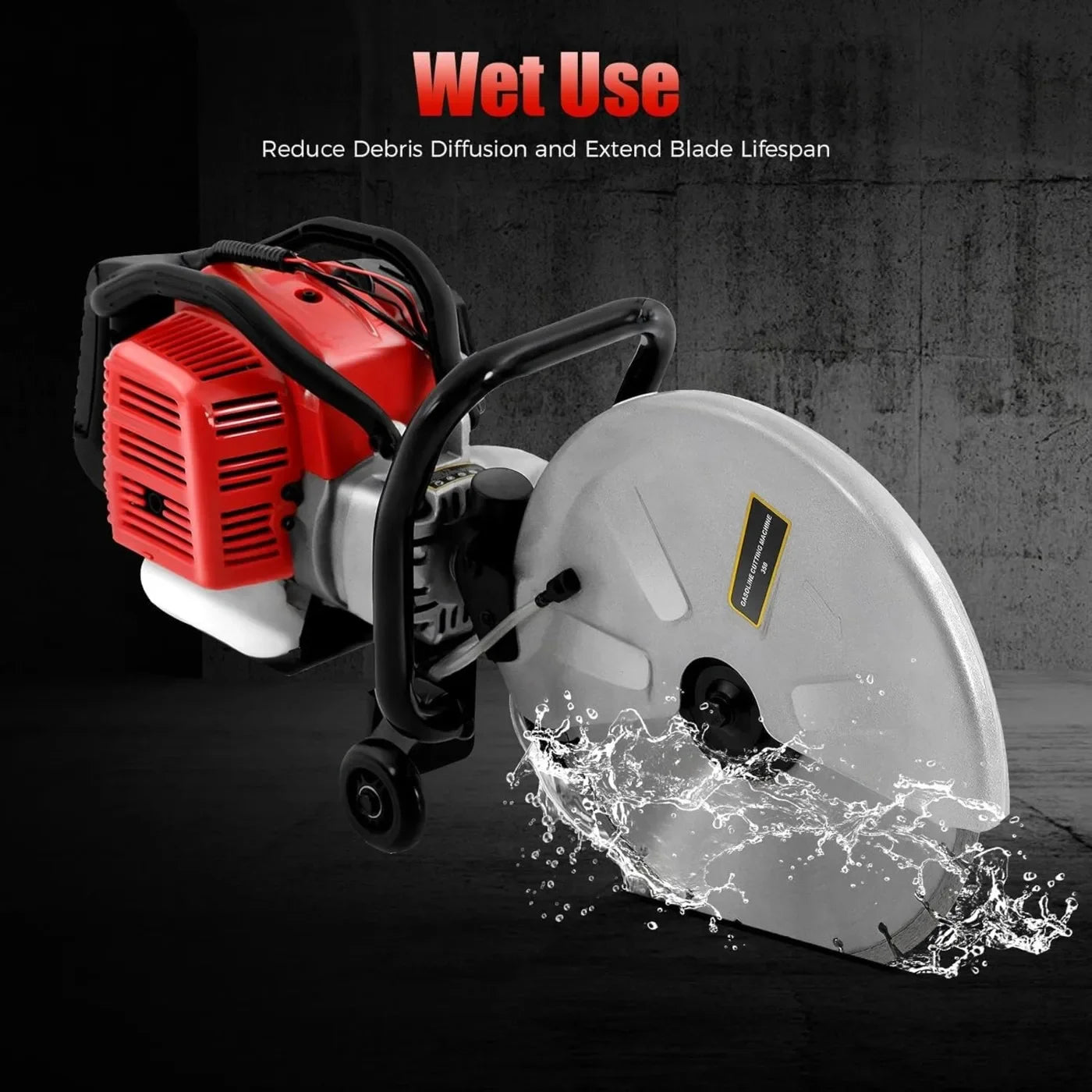 Gas Concrete Cut off Saw 2 Stroke 52 CC Cement Masonry Wet Dry Saw Cutter+Blade Power Cutter 1400W