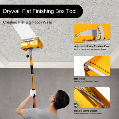 Drywall Flat Finishing Box Tool Retractable Rod Double-spring Design for Wall/Ceiling Scraping Putty