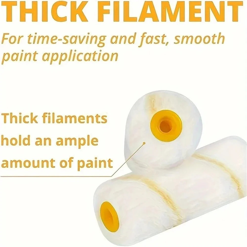 11pcs Mini Paint Roller Kits Portable Microfiber Roller Nap with Plastic Handle Home Wall DIY Painting Professional Repair Tools