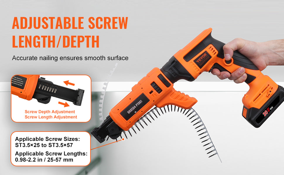 SucceBuy Drywall Screw Gun 20V Max Drywall Screwgun 4200RPM Brushles Cordless Drywall Kit Reverse Adjustable Built-in LED Light