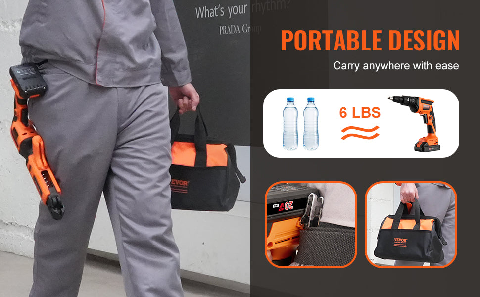 SucceBuy Drywall Screw Gun 20V Max Drywall Screwgun 4200RPM Brushles Cordless Drywall Kit Reverse Adjustable Built-in LED Light