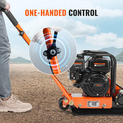 SucceBuy Gasoline Plate Compactor 6.5 HP Force Vibratory Compaction Tamper For Walkways, Patios, Asphalts Paver Landscaping