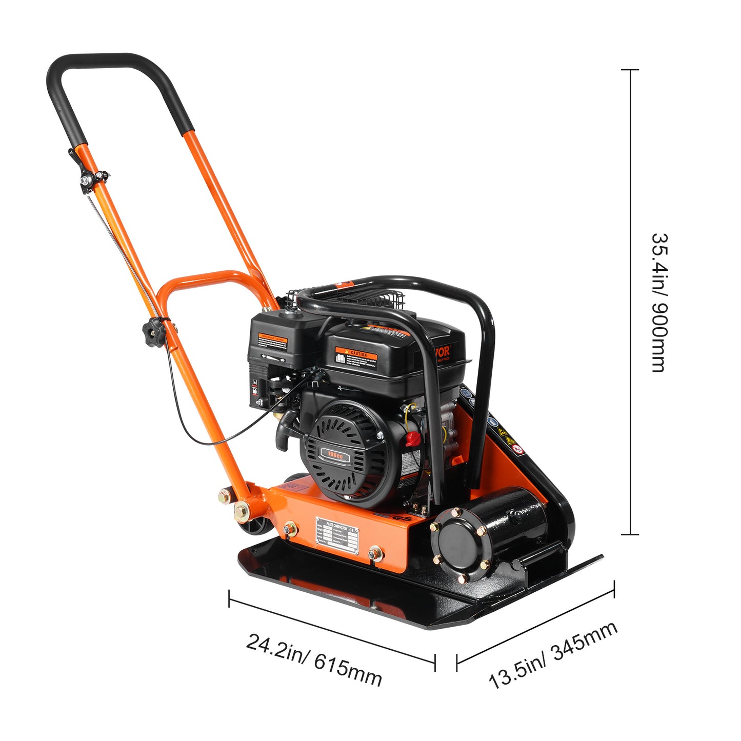 SucceBuy Gasoline Plate Compactor 6.5 HP Force Vibratory Compaction Tamper For Walkways, Patios, Asphalts Paver Landscaping